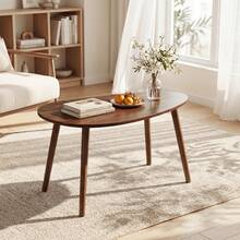 EZIFY Minimalist Creative Side Table, Ergonomic Round Corner Design, Sturdy Legged End Table, Space-Saving Furniture For Small Apartments, Living Room And Bedroom - Walnut - View 5