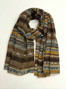 1pc Women's Simple Printed Scarf, Fashionable New Sunscreen Beach Shawl, Wrap - Multicolor - View 1