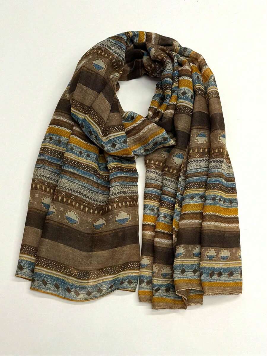 1pc Women's Simple Printed Scarf, Fashionable New Sunscreen Beach Shawl, Wrap - Multicolor - View 1