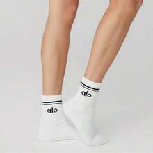 Alo Yoga Half-Crew Throwback Sock (3 Pair) (Unisex) - White 3-Pair - View 3