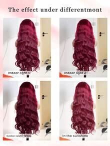 混合发丝由真人头发与合成纤维和蛋白质丝混合制成，合成蕾丝前假发，13*4蕾丝，180%密度，波浪卷假发，带婴儿发的波浪假发，适合女性日常派对佩戴，自然预拔毛无胶棕色蕾丝前假发（波波头，8-16英寸）。 - S99J - 查看 9