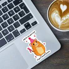 1 Miếng Decal Vinyl PVC Chống Thấm Nước Có Thể Tháo Rời 3 Inch Hình Chú Chuột Hamster Ngộ Ngộ Đội Mũ Tiệc Cầm Đũa Ma Thuật "Và trò ảo thuật tiếp theo của tôi là tự tạo ra sự lo lắng cho chính mình" Meme Tự Chế Thù Mỉa Mai Về Sự Lo Lắng Meme Lan Truyền Thế Hệ Z Hài Hước Về Sức Khỏe Tâm Thần Kawaii Hình Động Vật Dễ Thương - 3*2,1 inch - Xem 10