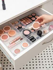 1/4pcs Transparent Drawer/Desktop Makeup Organizer Box, Suitable For Cosmetics, Jewelry, Kitchen Utensils, Bedroom, Bathroom, Office And Other Scenarios - Multicolor - View 3