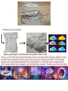 1pc DIY Thunder Cloud LED Light (Single Pack), USB Powered Wall-Mounted Giant Cloud Lamp - Made Of ABS Resin, Adjustable Brightness - Colorful Atmosphere Night Light, Ideal For Gaming Room And Party (Includes Light Source) - Popular Christmas Gift, Suitable For Office, Bedroom, Hotel, Party And Restaurant Holiday Decoration - Multicolor - View 8
