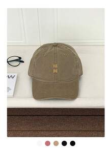 1pc Retro Letter Embroidery Soft Curved Brim Baseball Cap, Big Head Friendly - N H Letters - View 7