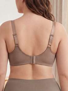 Parifairy Plus Size Dam Khaki Sömlös Dubbelskiktad Tunn Siden-BH Med Bekväma Breda Band, Enkel & Avslappnad Vardagsbruk, Lyft - Kaki - Visa 3