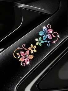1pc Shiny Floral Car Sticker, Includes 4 Vine Pattern Designs. These Self-Adhesive Stickers Are Easy To Apply Without Residue, Suitable For Cars, Glass Surfaces, Laptops, And Plant Enthusiasts - A - View 4