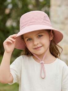 儿童宽檐遮阳帽，透气网眼内衬，可调节防风带，适合3-8岁女孩 - 1PC - 查看 19