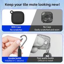 Paquete de 4 compatibles con Tile Mate Case 2024 funda protectora de silicona suave a prueba de golpes para Tile Life360 Mate Tracker antideslizante soporte Tlie Mate con llavero para llaves bolsa - Paquete de 4 negro - Ver 7