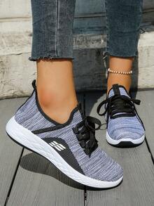 2026 Spring/Summer New Lightweight Knitted Casual Shoes, Breathable Mesh Soft Bottom Shock-Absorbing Daily Sports Shoes - Black - View 2