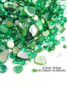 1 Bag/25g Green Crushed Shell Glass Filler Material, Suitable For DIY Crafts, Epoxy Resin Molds, Creative Keychains, Jewelry Making - Multicolor - View 3