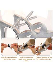1Pair Women'S Shoelaces, Shiny High Heels Elastic Shoelaces- Adjustable And Detachable Adhesive Back Design, Non Slip And Stable, Without Battery, Suitable For Loose Shoes And High Heel Additions, Adjustable Rhinestone Laces, Compatible With High Heels And Sandals - Multicolor - View 10