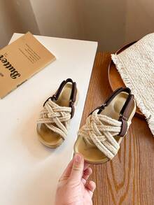 2026 儿童舒适编织平底凉鞋 - 黑色 - 查看 7