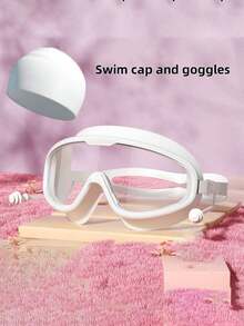 Bộ đồ bơi người lớn, thoải mái, không gây cọ xát, chống thấm nước, dành cho cả nam và nữ, gồm mũ bơi và kính bơi, chất liệu silicon. - A - Xem 3