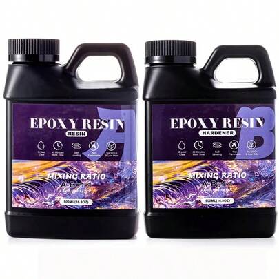 SMI Fine Keo epoxy AB trong suốt như pha lê 500/1000ml tỷ lệ 1:1, độ trong cao, khô nhanh, dùng để phủ và đúc, làm đồ thủ công DIY, trang sức.