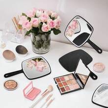 High Definition Handheld Makeup Mirror, Barber's Hand Mirror, Large Oval Beauty Salon Makeup Mirror, Portable Wall-Mounted Mirror, Multi-Function Hand Mirror, Distortion-Free Reflection, Black - View 8