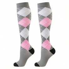 1/3/6双装女士压缩袜，可爱图案透气过膝袜，适合跑步、健身、跳绳、健身房运动 - 彩色 - 查看 11