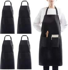 1 Packs Chef Apron, Black Waterproof Apron, Adjustable Aprons With 2 Pockets For Men Women, Professional Aprons For Kitchen Cooking Gardening Painting Baking Restaurant (Black) VKFR - 黑色 - 查看 9