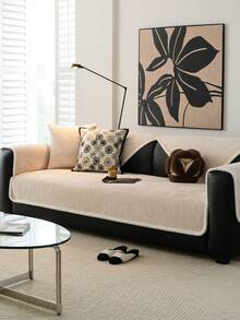 1 Stück einfarbiger Chenille Sofabezug Sofakissen, hochdichte, dicke Stil für alle Jahreszeiten, Sofaschoner rutschfest und kratzfest für Wohnzimmer, Schlafzimmer, Arbeitszimmer, passend für 1/2/3/4-Sitzer Sofa mit Armlehne & Rückenlehne - Beige - Übersicht 7