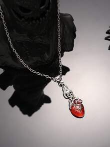 1 chiếc mặt dây chuyền hình trái tim đỏ kiểu Gothic, phù hợp cho nữ, dây chuyền bạc phong cách Punk, tuyệt vời để đeo hàng ngày, dự lễ hội âm nhạc và làm quà tặng trong các bữa tiệc. - Nhiều màu - Xem 2