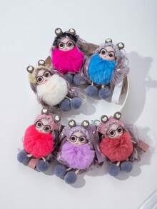 1个仿毛皮粉色娃娃吊坠，PVC材质钥匙扣挂件，适用于钥匙、背包、车钥匙 - 彩色 - 查看 6