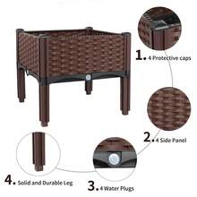 1-4 Piece Combination: Elevated Plastic Planting Box With Vine-Weave Texture. Suitable For Stacking On Balconies Or Patios For Growing Vegetables And Flowers. - 1pcs - View 2