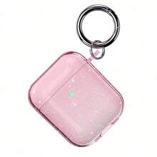 Ốp tai nghe đính kim sa, đá lấp lánh, có thể đứng vững, tương thích với Pro 3, ốp bảo vệ trong suốt cho 3 21, ốp tai nghe Bluetooth mềm mại. - Hồng - Xem 2