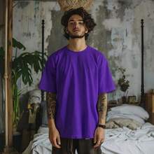 Men's Basic Oversized T-Shirt, Sizes S To Plus Size 6XL, 100% Cotton, 18 Colors - Purple - View 1
