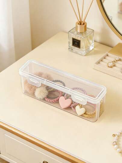 1 hộp đựng đồ dài cho phòng ngủ bé, hộp đựng đồ trong suốt có nắp lật cho phòng ngủ trẻ em, hộp đựng cọ trang điểm di động, thích hợp cho du lịch và sử dụng tại nhà, túi đựng mỹ phẩm cho trẻ em chuẩn bị đi học.