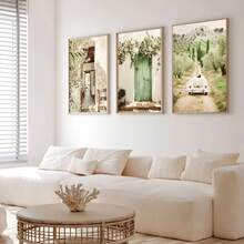 Juego de 3 piezas de arte de pared en lienzo con estilo mediterráneo, impresiones de paisajes soleados y naturaleza, póster de viaje a Italia, arte decorativo clásico sin marco, orientación vertical, decoración interior para sala de estar, dormitorio, comedor, baño, restaurante - Sin marco - A - Ver 3
