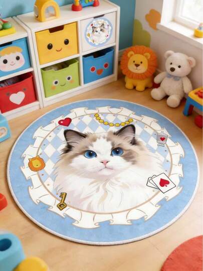 Thảm nhung cao cấp cho trẻ em, thảm chơi mềm mại, có thể giặt máy, nhiều kích cỡ, họa tiết động vật dễ thương, thảm trang trí hình mèo con.