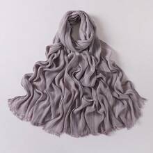 190厘米长透气条纹纹理头巾，柔软轻盈，适合春夏佩戴的穆斯林头巾 - 彩色 - 查看 14