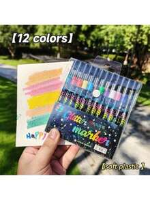 12/24/36/48 Colors Glitter Brush Markers, Dual-Tip Dual-Color 1-5mm Soft Brush Tip Glitter Markers, Suitable For Doodle, Writing, Glitter Art Craft, Adult DIY, Greeting Card Making, Office & School Supplies, Back To School - Multicolor - View 10