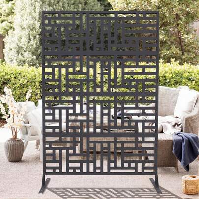 Techigher Metal Privacy Screen, Decorative Garden Privacy Screen With Stand, Freestanding Metal Outdoor Divider, Decorative Garden Privacy Fence For Balcony Patio Indoor Room Hot Tub