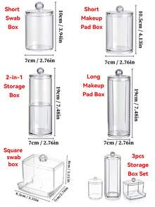 1/3pcs Plastic Swab Box With Lid, Makeup Pad Dispenser, Transparent Cosmetics Organizer Case, Bathroom Apothecary Jar. Multifunctional Storage Container For Q-Tip, Jewelry, Powder Puff, Makeup Remover, Floss, Beauty Eggs. Personal Care Tool. Vanity Decor. Bathroom Accessories - View 4