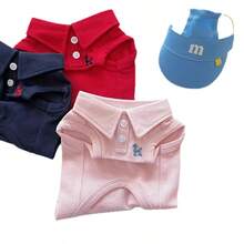 1pc Pet Lightweight Polo Shirt, Fashionable Embroidered Vest, Suitable For Small & Medium Dogs & Cats, Breathable & Comfortable, Spring/Summer - Multicolor - View 4