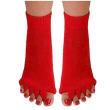Women Toe Separator Socks Toeless Foot Alignment Socks For Yoga GYM Massage Pain Relief Improves Circulation Stretchy - Màu đỏ - Xem 1