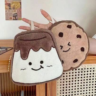 Cartoon Cookie Hand Towel Set, With Basic Absorbency, Multi-Purpose Cleaning And Wiping, Easy To Clean, Durable, Hook Design For Convenient Hanging, Soft And Non-Irritating, Decorative Function, Cute Hand Towel, Suitable For Home, Kitchen, Bathroom, Dining Room, Balcony, Washroom, Office Tea Room, Dorm, Apartment And Other Scenarios. Cute Cartoon Cookie Bathroom Towel Set And Home Decor. Towel.