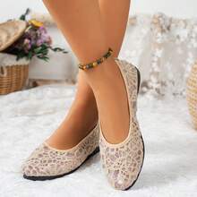 1 Pair Elegant Solid Color Comfortable Casual Flat Shoes, Suitable For Home, Commute, Party, Ballet, Holidays, Summer - Apricot - View 2