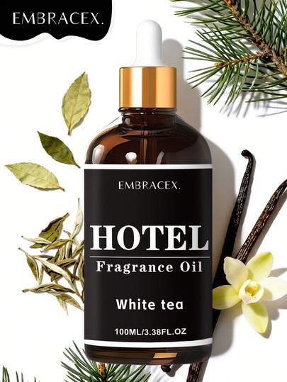 EMBRACEX. 100毫升奢华酒店香氛，酒店白茶精油，植物精油，节日礼品，大容量，配有滴管，可用于扩香器、香薰机、加湿器、礼品、蜡烛制作、藤编扩香器、香氛精油、车载扩香器、空气清新剂