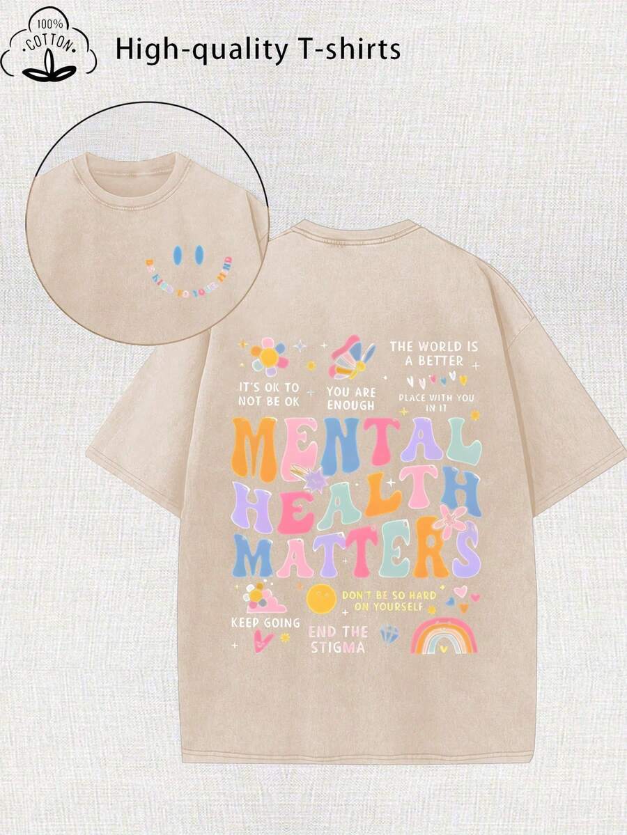 Women'S Retro Printed T-Shirt - Made From 230G Thick, Featuring A Retro Street Style With A Crew Neck And Short Sleeves. It'S Machine Washable And Ideal For Casual Wear In Spring And Summer, Offering A Unique Loose Fitvacation Outfits Women 10JN - Màu be - Xem 1