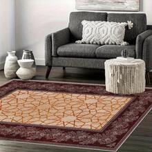 Large Moroccan Style Rug - Deep Red And Gold Beige Burgundy Rug, Suitable For Use As A Floor Mat, Featuring Intricate Medallions And Ornate Borders, Available In Large Sizes, Suitable For Living Rooms, Bedrooms, And Offices - Luxurious Home Decor, Warm Brown, Beige, And Red Tones, Modern Living Room Rug, Vintage Rug, Hallway Rug, Round Floor Mat, Bedroom Rug, Large Living Room Rug, Large Carpet, Bohemian Style Living Room Rug, Large Living Room Rug - 1PC - Xem 8