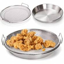 2 Pieces Set Of Stainless Steel Oil Filter, NetEase Cleaning, Anti Stick Fruit And Vegetable Drain Tray, Portable Household Cooking Tool, Fried Food Filter Basket - View 3