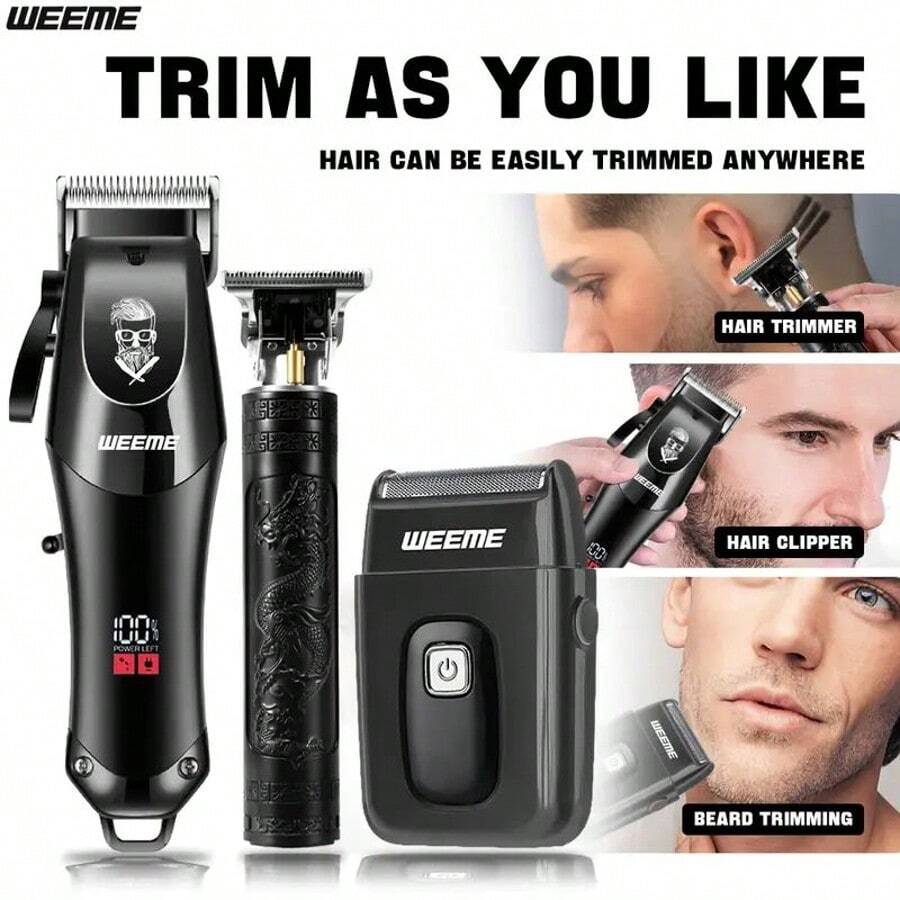 WEEME Bộ 3 máy cắt tóc thông minh, bao gồm máy cắt tóc cho bố mẹ và con cái, máy tỉa tóc điện hình rồng cổ điển, một món quà tuyệt vời.