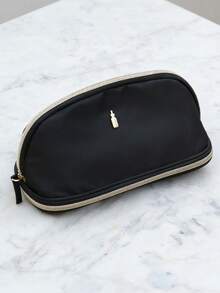 SkinCeuticals Black Makeup Bag, Layered Design Makeup Brush Storage Bag, Portable And Lightweight, Women's Luxury Travel Makeup Bag, Multi-Functional Storage, Suitable For Birthday Gift - Black - View 11