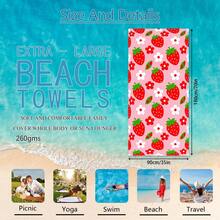 1 Stück Erdbeere & Weiße Blumen Strandtuch, extra großes Mikrofaser Strandtuch, super saugfähig, geeignet für Reisen, Schwimmbad, Tauchen, Surfen, Yoga, Camping, in verschiedenen Größen erhältlich, Strandaccessoires - Erdbeere - Übersicht 15