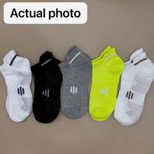 5 pares de meias masculinas lisas, respiráveis, confortáveis e casuais; meias invisíveis de verão, ideais para atividades físicas. - Multicolorido - Ver 7