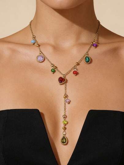 1 chiếc mặt dây chuyền hình trái tim Dopamine hình giọt nước nhiều màu sắc, kiểu dáng thanh lịch, thích hợp để đeo hàng ngày, dự tiệc, làm quà tặng ngày Valentine.