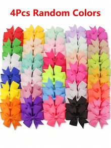 4/20/40/60pcs Random Color Textured Ribbon Twisted Bow Hair Clips Girls Teens Gift - Multicolor - View 6
