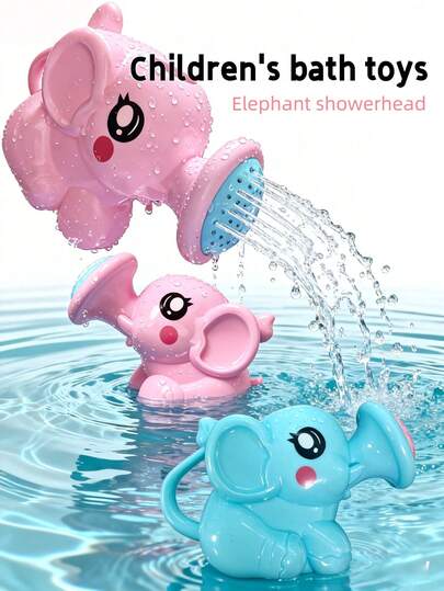 Newborn Elephant Spray Bottle | Pink & Blue Color, ABS Material, Bath Fun, Must-Have For Water Party, Elephant Shaped Spray Water Bath Toy, Animal Shaped Spray Shower Toy, Suitable For Infant Bath, Baby Swimming Pool Toy, Sensory Bath Toy